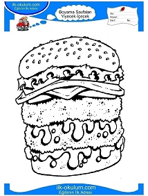 Çocuklar İçin Hamburger Boyama Sayfaları 
